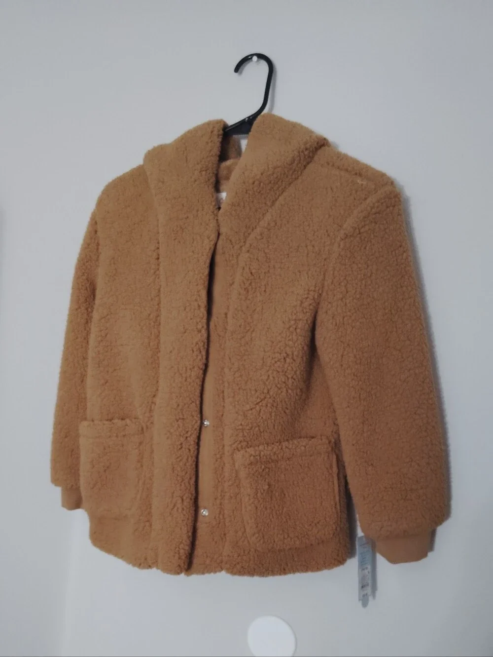 Cozy Girls Sherpa Fleece Jacket Tan Bear Hooded Coat Size L (10)12)